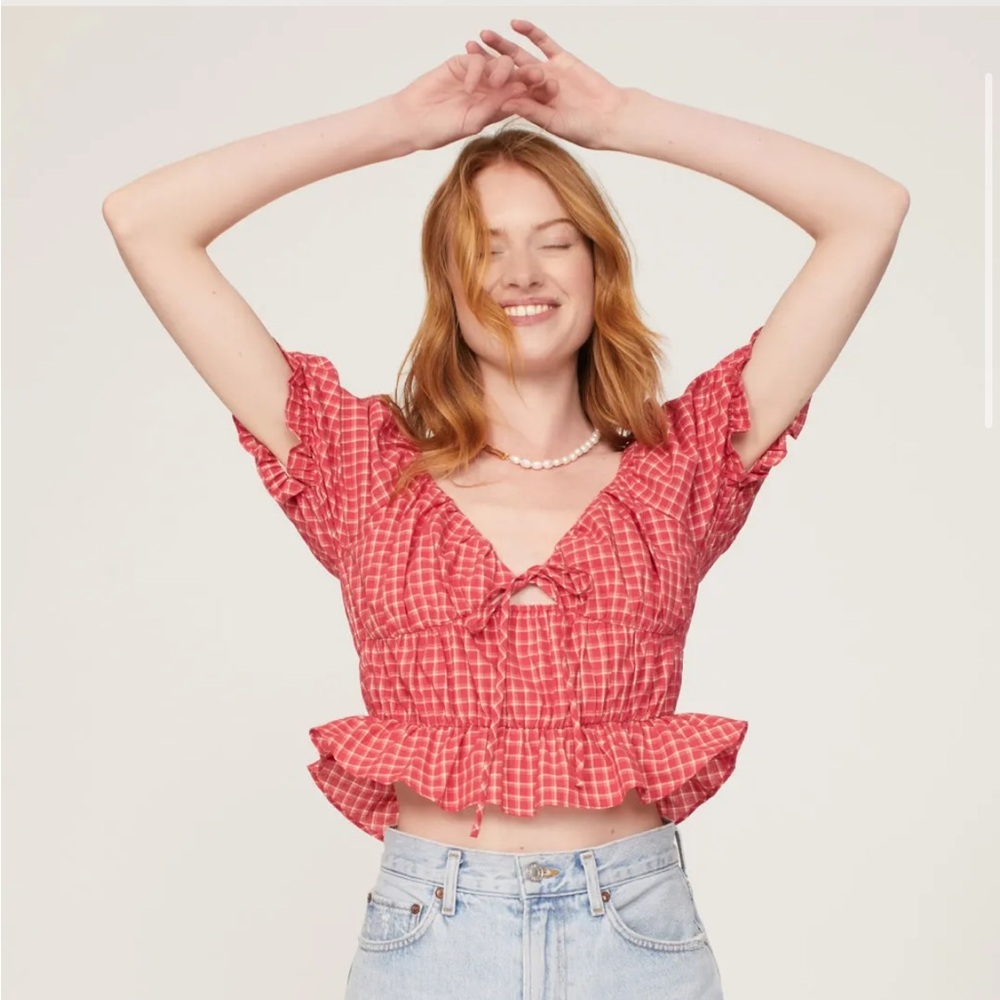 LOUNA Gingham Crop Top